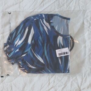Blue and White Patterned Top